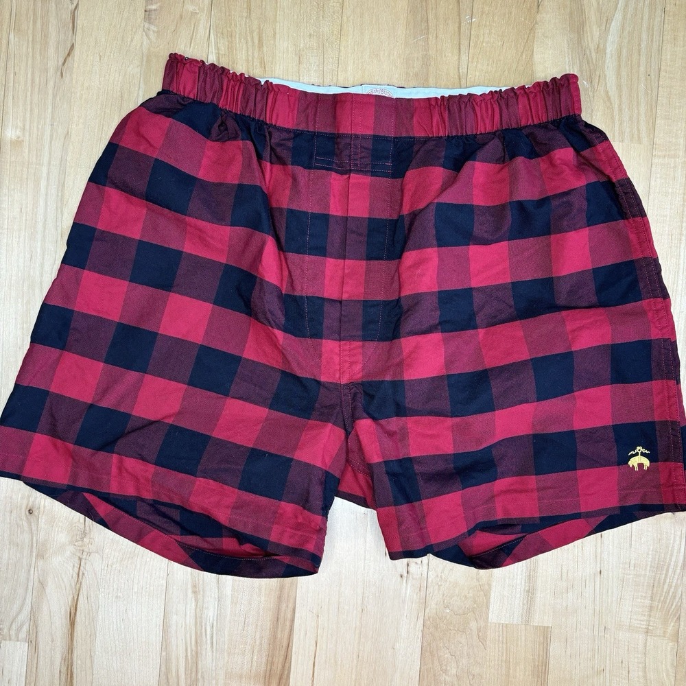 Brooks Brothers Traditional Fit Oxford Buffalo Check‎ Medium Cotton Boxers Red
